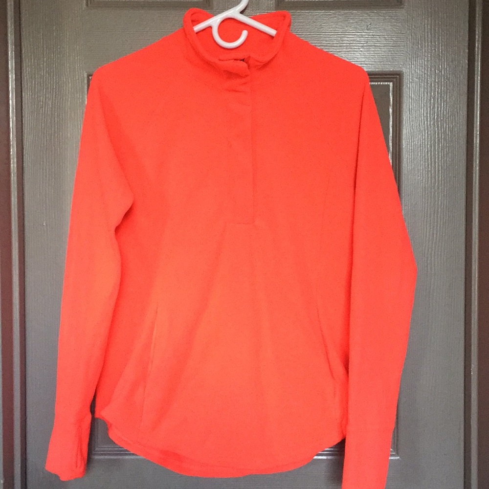 Old Navy Go-Dry Fleece Orange Long Sleeve Quarter Zip Pullover, Small